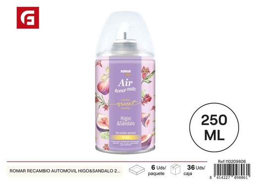 [110209806] Recambio para ambientador de automóvil higo y sándalo 250 ml - Ambientadores de coche