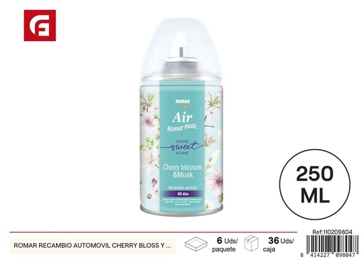 [110209804] Recambio para ambientador de automóvil flor de cerezo y musk 250 ml - Ambientadores de coche