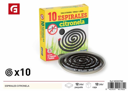 [120101782] Espiras de citronela 10 piezas - Repelente de insectos