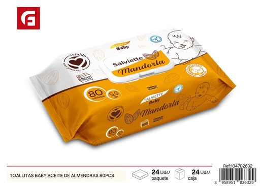 [104702632] Toallitas baby con aceite de almendras 80PCS - Productos de cuidado personal