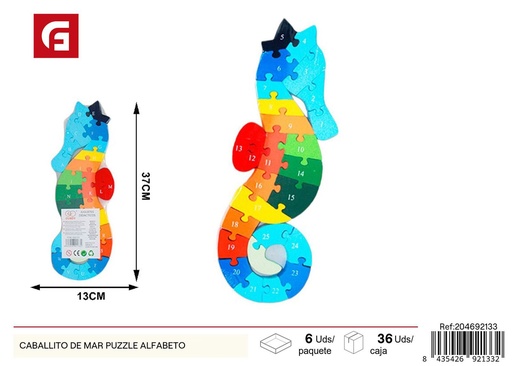[204692133]  Puzzle de caballito de mar de madera - Juguetes educativos