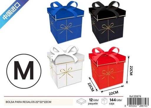 [20874] Bolsa para regalos con impresión en oro en 4 lados tamaño mediano 22*22*22cm - Cajas de regalo