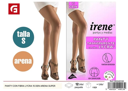 [130240130] Panty con fibra lycra 15 den de color arena - Medias y accesorios de costura