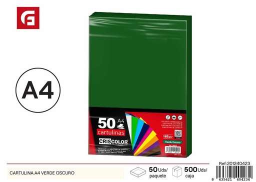 [201240423] CARTULINA A4 VERDE OSCURO - Papelería y manualidades