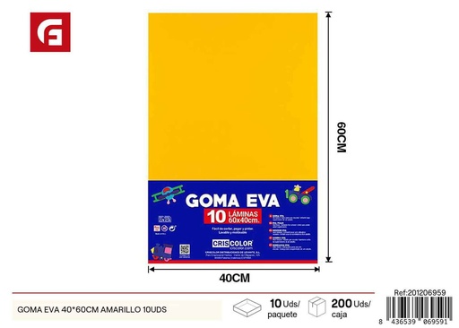 [201206959] Goma EVA 40x60 cm Amarillo (10 unidades) - Foamy para manualidades y proyectos creativos