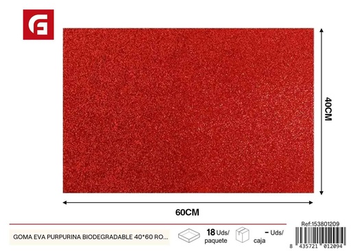 [153801209] Goma EVA purpurina biodegradable 40*60 rojo navidad