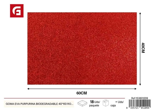 [153801209] Goma EVA purpurina biodegradable 40x60 rojo navidad - Manualidades y artes