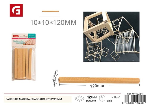 [104422241] Palito de madera cuadrado 10*10*120mm - Material de manualidades