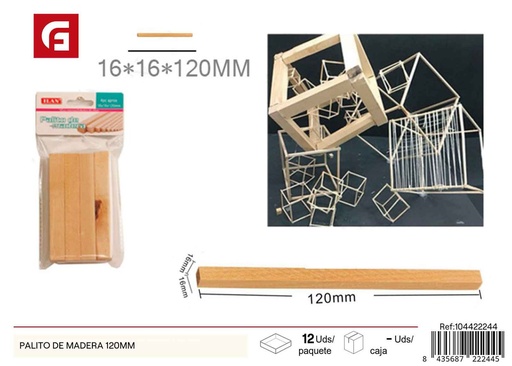 [104422244] Palito de madera 120mm - Manualidades y artesanía