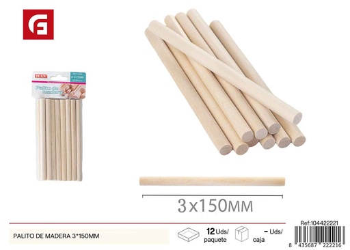 [104422221] Palitos de madera 3x150 mm - Manualidades y bricolaje