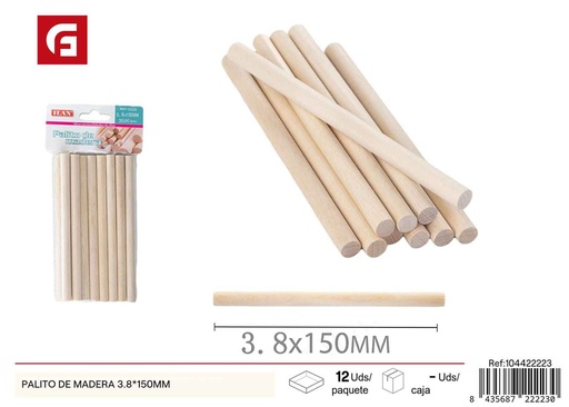 [104422223] PALITO DE MADERA 3.8*150MM - Palitos de Madera para Manualidades 