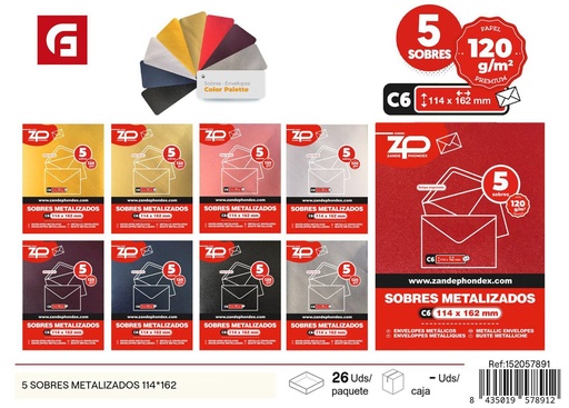 [A001894] 5 sobres metalizados 114x162 - Material de oficina