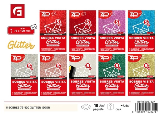 [A001896] Sobres glitters 76x120 120 g - Artículos de oficina