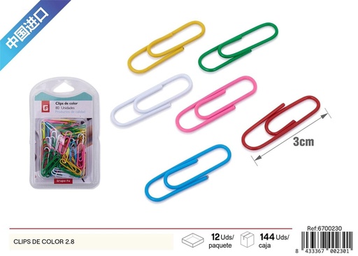 [6700230] Clips de color 2.8 - Material de oficina