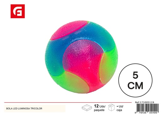 [171005119] Bola LED luminosa tricolor - Juguetes para perros