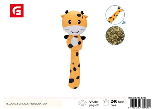 [187913901] Juguete peluche jirafa con hierba - Accesorios para mascotas