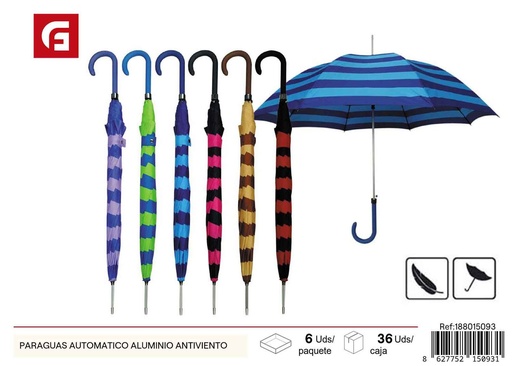 [188015093] Paraguas automático de aluminio antiviento - Artículos de lluvia