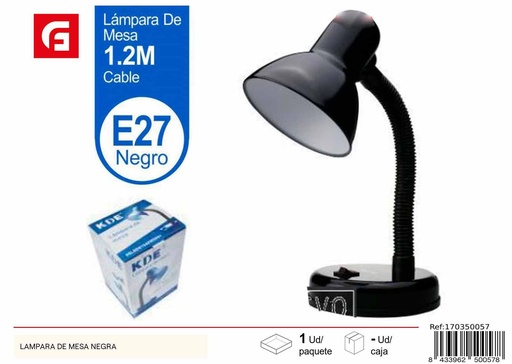 [170350057] Lámpara de mesa negra E27 1.2m - Iluminación decorativa