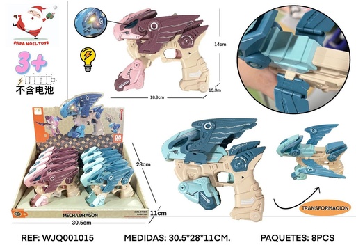 [189800101] Juguete pistola de transformación con sonido y luz - Juguetes interactivos