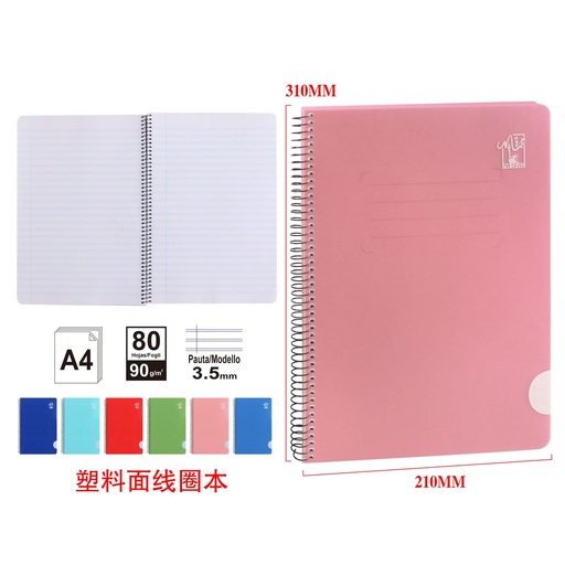 [998530] Colección de cuadernos de plástico 3.5MM A4  - Material escolar