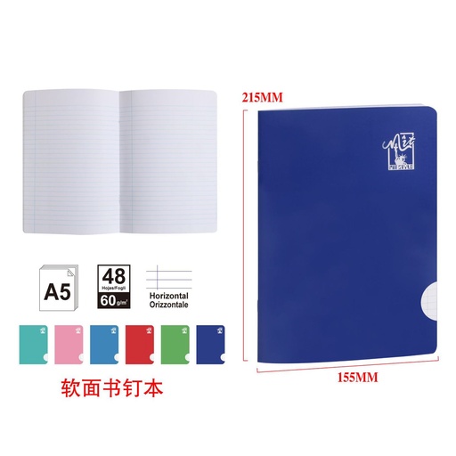 [998558] Caderno blando A5 horizontal 48 hojas 60g - Material escolar