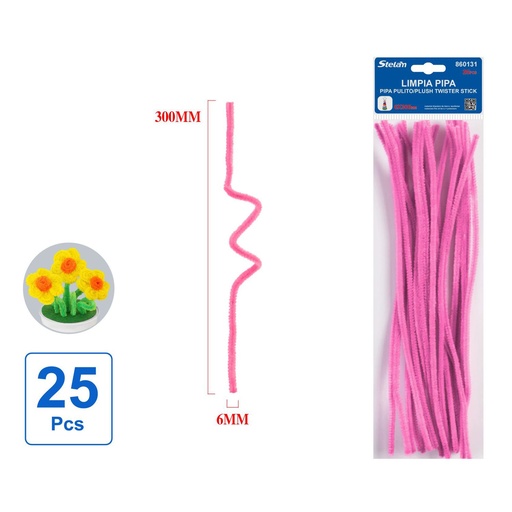 [860131] Limpiapipas 6mmX30 rosas 25pcs - Materiales para manualidades