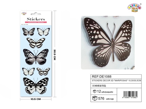 [DE1088] Stickers decorativos 3D "Mariposas" 10.5x30.5cm - Pegatinas de mariposas