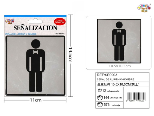 [SE0903] Señal de aluminio hombre 10.5 x 10.5 cm - Señalización