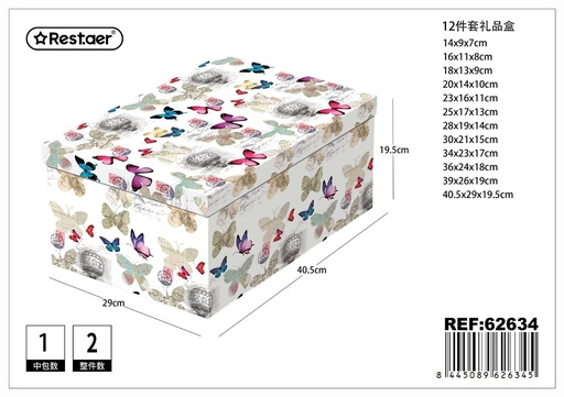 [62634] Caja de regalo de cartón 12 piezas 40.5x29x19.5 cm - Conjunto de cajas decorativas