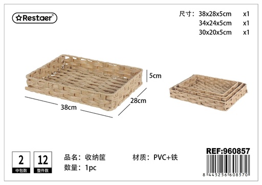 [960857] Cesta de almacenaje rectangular 3 piezas - Artículos para el hogar