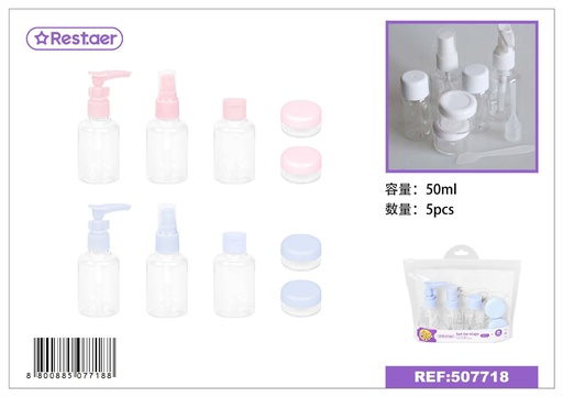 [507718] Set de viaje de botellas 5 piezas (50 ml) - Accesorios de belleza
