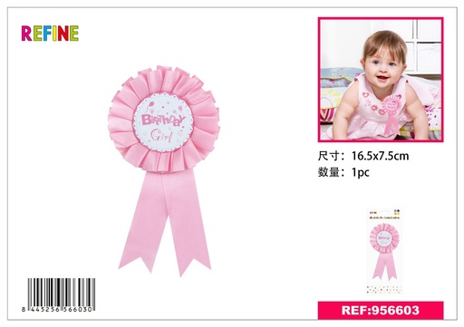 [956603] Medalla de cumpleaños Baby en rosa 7.5*16.5 cm - Accesorios de fiesta
