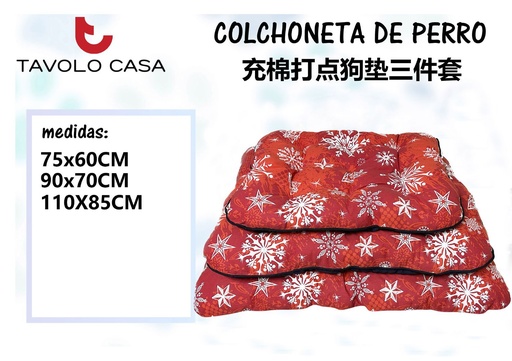 [T=GD-0100] Colchoneta de Perro con Motivo Navideño 3 piezas - Accesorios para Mascotas