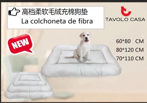 [T=GW-259] Colchoneta de Perro de Terciopelo 3 piezas Blanca - Accesorios para Mascotas