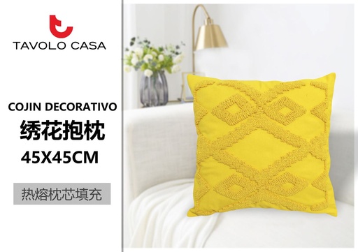 [T=252] Cojín decorativo 45x45 cm con líneas amarillas - Cojín texturizado