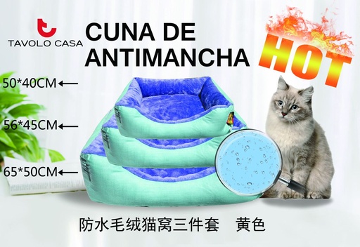 [T=MW-043]  set de cama de gato antimanchas azul - Accesorios para gatos