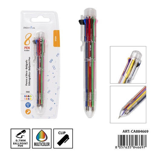[0235494] Bolígrafo multifuncional 8 colores 0.7 mm - Herramientas de escritura