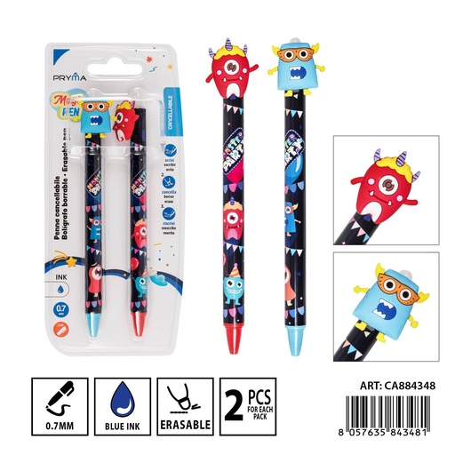 [0234063] Bolígrafo borrable 0.7mm 2pz - Pack de dos bolígrafos con tinta borrable