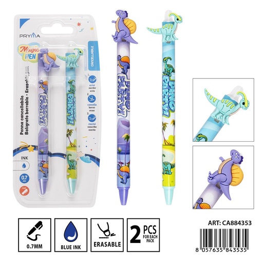 [0234068] Bolígrafo borrable 0.7mm 2pz - Estilográficas borrables y coloridas