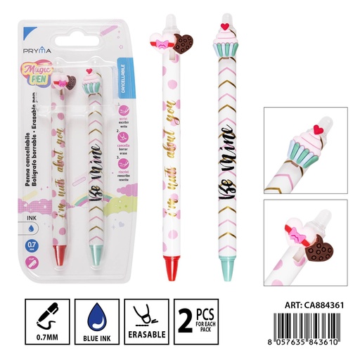 [0234074] Bolígrafo borrable 0.7mm 2pz - Set de dos bolígrafos borrables