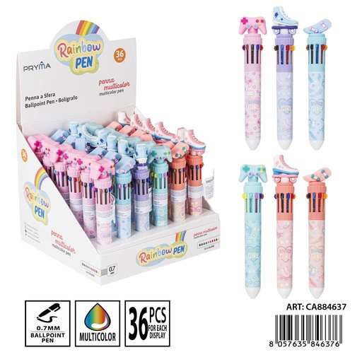 [0235505] Bolígrafo de 10 colores 0.7 mm - Instrumento de escritura multicolor