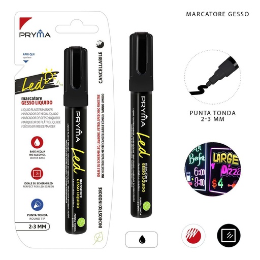 [0221338] Rat ulador redondo de tiza líquida 2-3 mm negro - Herramientas de escritura y marcadores artísticos