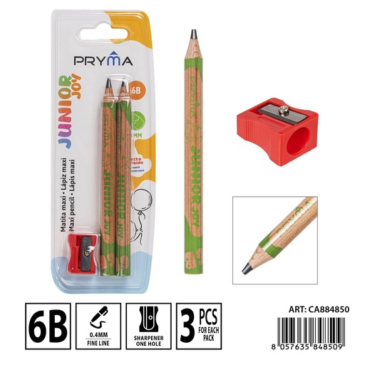[0235694] Lápiz maxi 6B + sacapuntas 3 uds - Escritorio y material de escritura