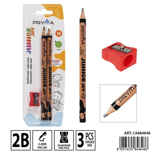 [0235692] Lápiz maxi 2B + sacapuntas 3 uds - Escritorio y material de escritura