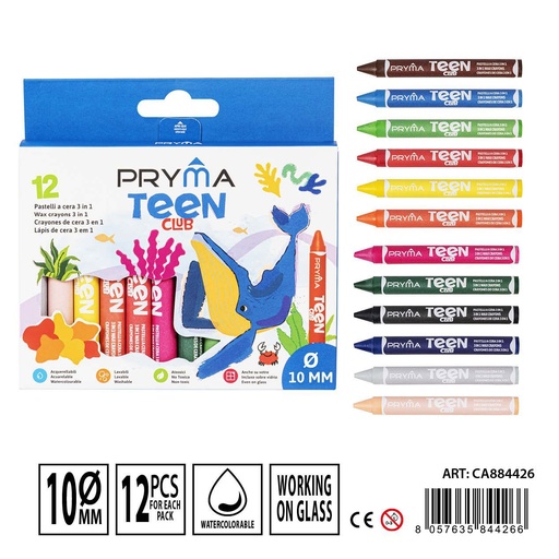 [0234401] Crayones de cera 3 en 1 12 uds - Materiales de arte