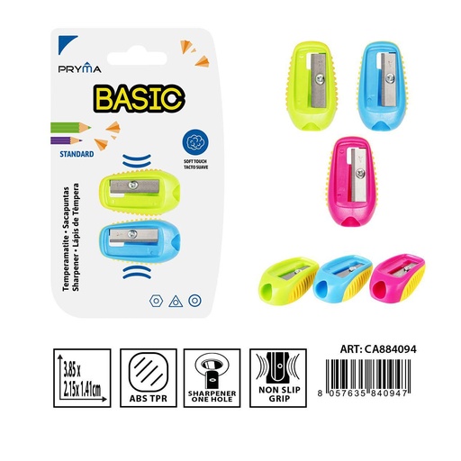 [0232391] Sacapuntas de un orificio con goma 2 pzs - Material de papelería escolar