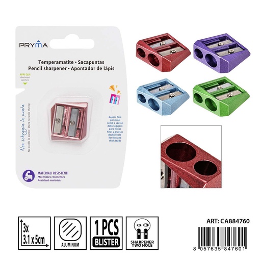 [0235691] Sacapuntas 2 agujeros 3x3.1x5 cm - Herramientas escolares y sacapuntas