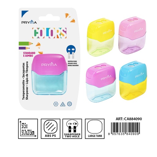 [0232387] Sacapuntas con depósito dos orificios 57.5x51.7x27 - Papelería escolar