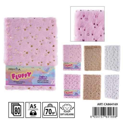 [0237589] Cuaderno de peluche A5 15x21 cm 80 páginas 1 R - Papelería