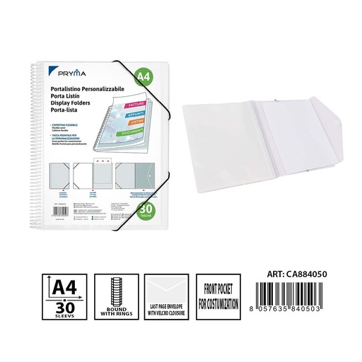[0234369] Carpeta con funda transparente y anillo 30 hojas - Archivadores con fundas